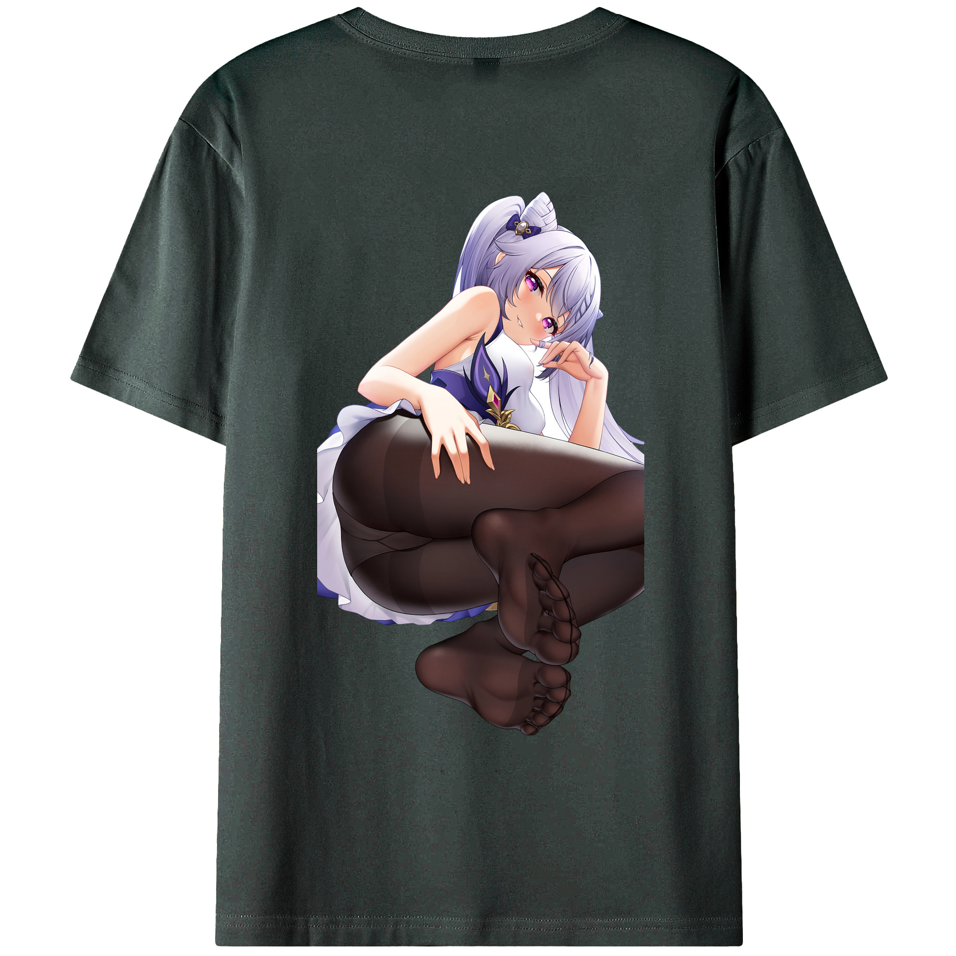 げんし神 刻晴 こくせい genshin Kokusei 綿100％ メンズ半袖Tシャツ（バックプリント） 通気性